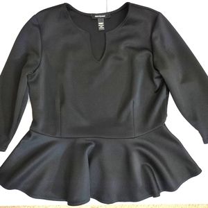 NWOT Ashley Stewart 18/20 Black Peplum Top